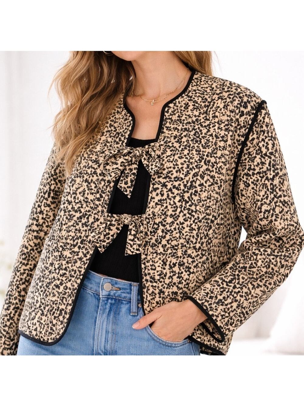 ASOS DESIGN Quilted Animal Print Kimono Jacket M Oversized Boxy Artsy